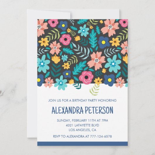 Invitations de 86e anniversaire Floral Pattern (Devant)