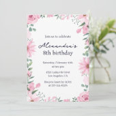 Invitations de 8e anniversaire Floral Frame Pink G (Debout devant)
