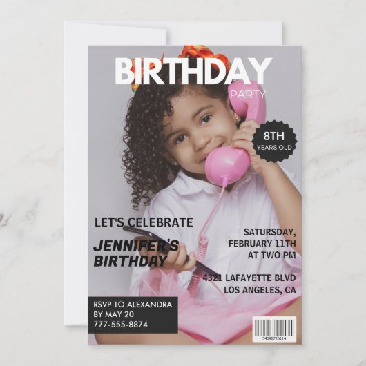 Invitations de 8e anniversaire pour sa couverture  (Devant)