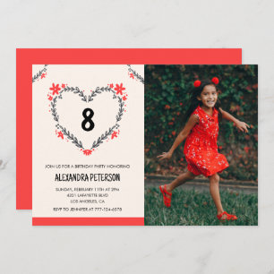 Invitations de 8e anniversaire pour son coeur flor