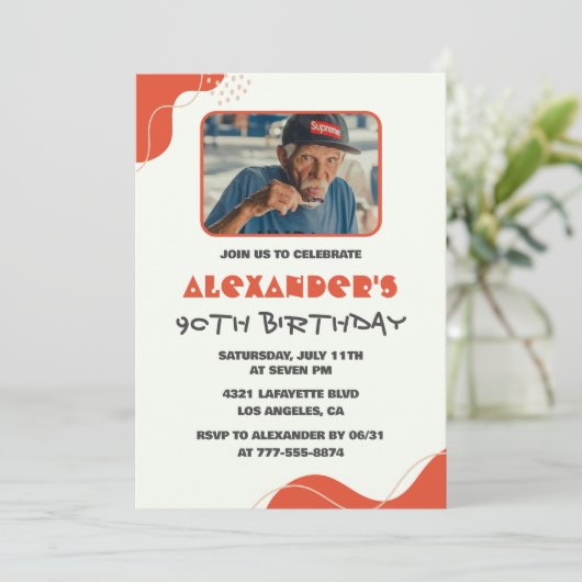 Invitations de 90e anniversaire de Mens Modern Pho (Debout devant)