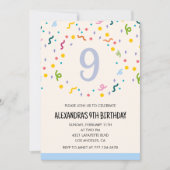 Invitations de 9 ans simples Confetti Modern (Devant)