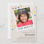 Invitations de 9 ans simples Photo bleue (Devant)