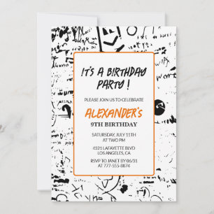 Invitations de 9e anniversaire Boy Graffiti Party 