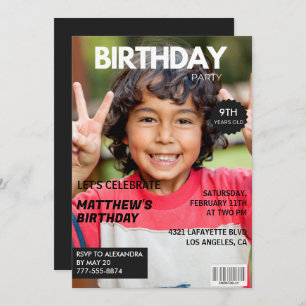 Invitations de 9e anniversaire pour lui Magazine C