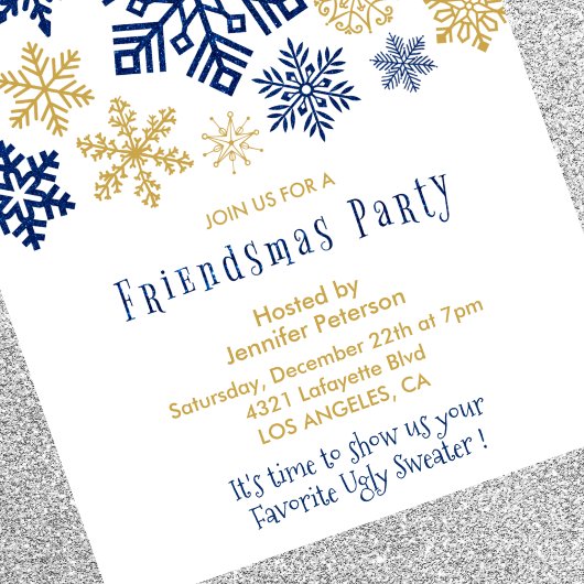 Invitations de amis Chic Parties scintillant Snowf
