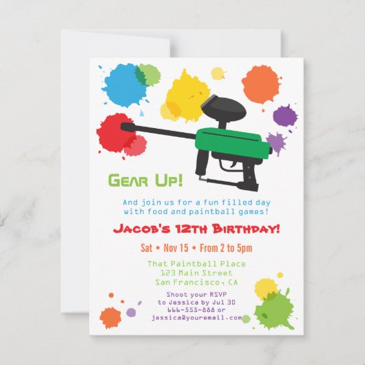 Invitations de Anniversaires de enfants de Splat P (Devant)