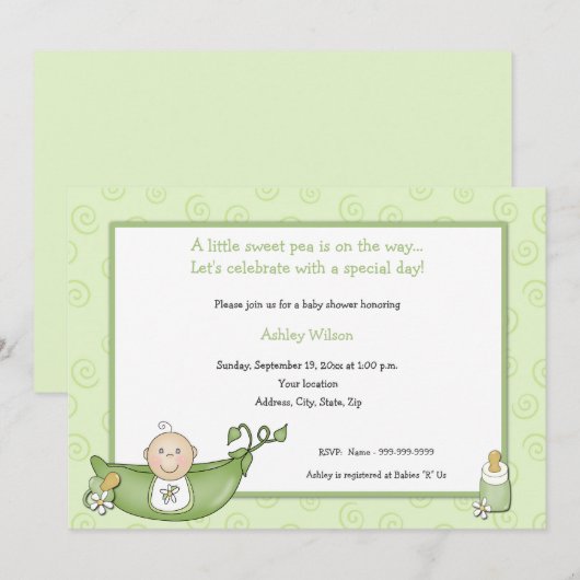 Invitations de baby shower (Devant / Derrière)