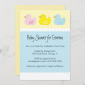 Invitations de baby shower avec des canards (Devant / Derrière)