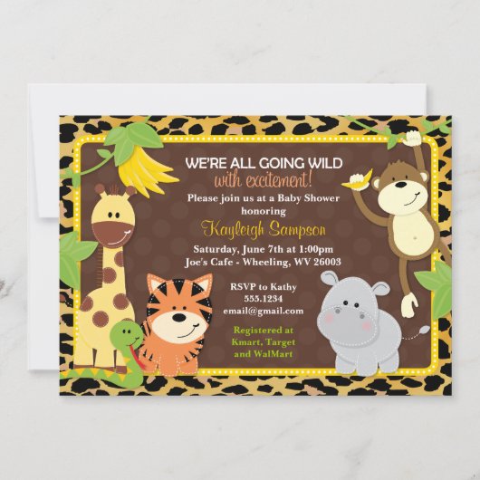 Invitations de baby shower d'amis de jungle de (Devant)