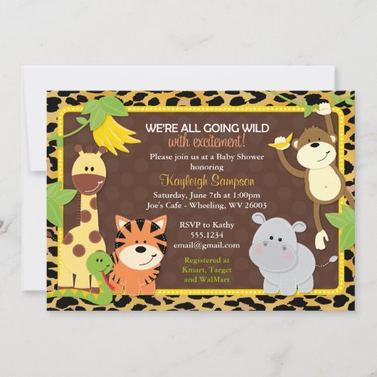 Invitations de baby shower d'amis de jungle de (Devant)