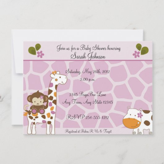 Invitations de baby shower d'animaux de Cocalo (Devant)