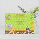 Invitations de baby shower d'animaux de jungle de (Debout devant)
