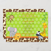 Invitations de baby shower d'animaux de jungle de (Devant / Derrière)