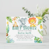 Invitations de baby shower d'animaux de safari (Debout devant)