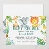 Invitations de baby shower d'animaux de safari (Devant / Derrière)
