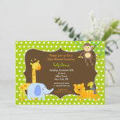 Invitations de baby shower d'animaux de safari de (Debout devant)