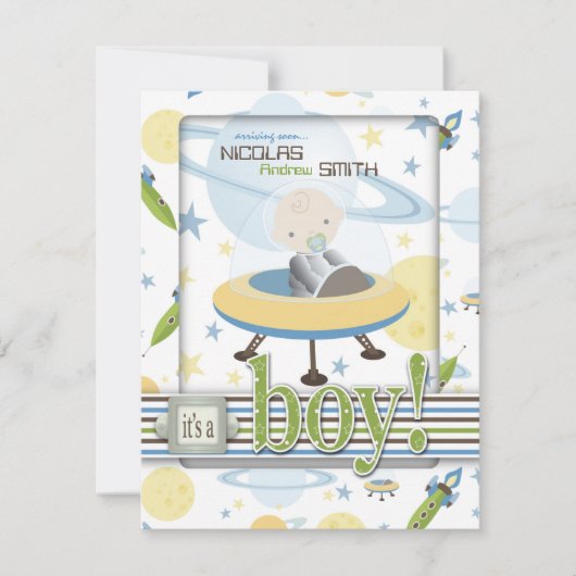 Invitations de baby shower d'astronaute de (Devant)
