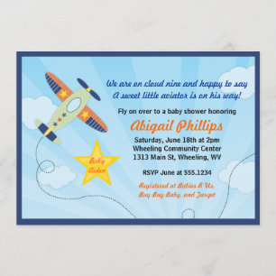 Invitations de baby shower d'avion d'aviateur de