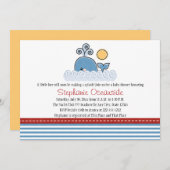 Invitations de baby shower de baleine (Devant / Derrière)