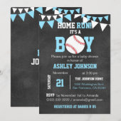 Invitations de baby shower de base-ball de tableau (Devant / Derrière)