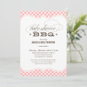 Invitations de baby shower de BBQ - nappe rose (Debout devant)