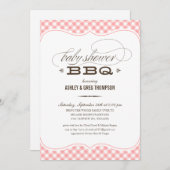Invitations de baby shower de BBQ - nappe rose (Devant / Derrière)