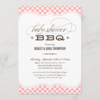 Invitations de baby shower de BBQ - nappe rose