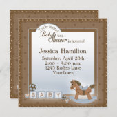 Invitations de baby shower de cheval de basculage (Devant / Derrière)