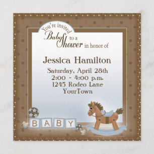Invitations de baby shower de cheval de basculage