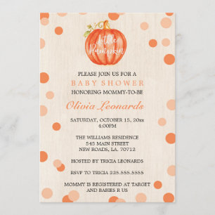 Invitations de baby shower de citrouille