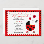 Invitations de baby shower de coccinelle (Devant / Derrière)