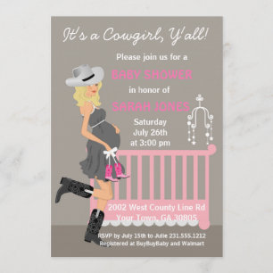 Invitations de baby shower de cow-girl -