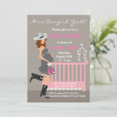 Invitations de baby shower de cow-girl - brune (Debout devant)