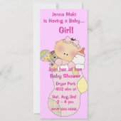 Invitations de Baby shower de fille rose (Devant)