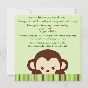 Invitations de baby shower de jungle de singe de