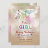Invitations de baby shower de licorne (Devant / Derrière)