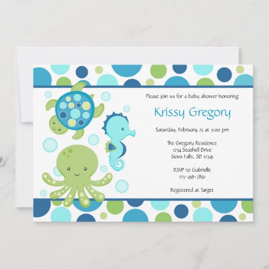 Invitations de baby shower de mer (Devant)