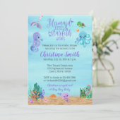 Invitations de baby shower de mer pour une sirène (Debout devant)