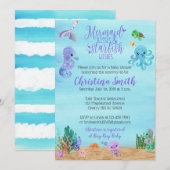 Invitations de baby shower de mer pour une sirène (Devant / Derrière)