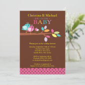 Invitations de baby shower de nid d'oiseau de bébé (Debout devant)