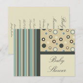Invitations de baby shower de point de rayure de (Devant / Derrière)