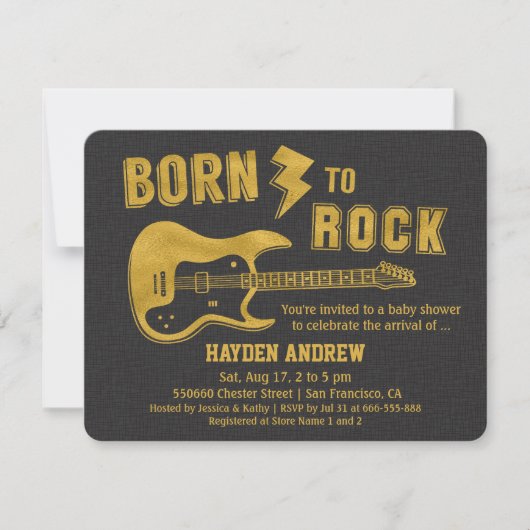 Invitations de baby shower de Rockstar de guitare (Devant)