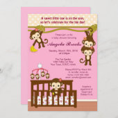 Invitations de baby shower de singe de Melanie (Devant / Derrière)