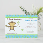 Invitations de baby shower de singe de mod - bleu (Debout devant)