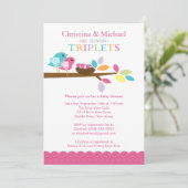 Invitations de baby shower de triplets de nid (Debout devant)