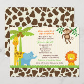 Invitations de baby shower de zoo de jungle de (Devant / Derrière)