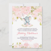 Invitations de baby shower d'éléphant de bébé de (Devant)