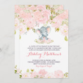 Invitations de baby shower d'éléphant de bébé de (Devant / Derrière)