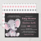 Invitations de baby shower d'éléphant pour une (Devant / Derrière)
